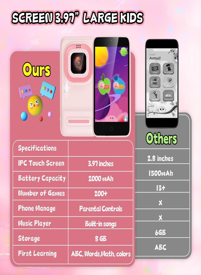 Ashfly Kids Smart Phone - Ashfly 3.97" Touchscreen Cell Phone - Educational STEM Toys with 210+ Learning Games and 190+ Drawing - Birthday for Boys Girls Age 3 4 5 6 7 8 9 10+ Year Old - Image 4